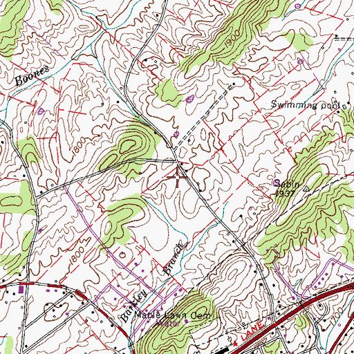 Topographic Map of Bales Cemetery, TN