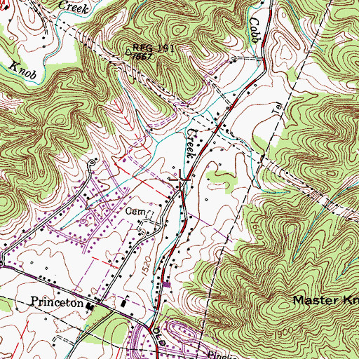 Topographic Map of Barne Cemetery, TN