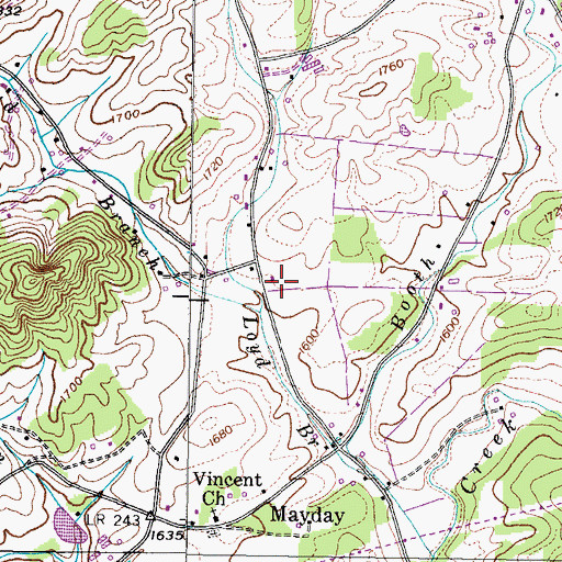 Topographic Map of Berry Cemetery, TN