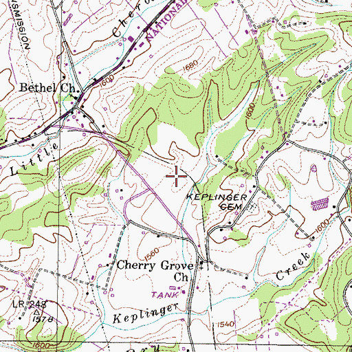 Topographic Map of Blair Cemetery, TN