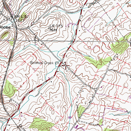 Topographic Map of Boones Creek Christian Church Cemetery, TN
