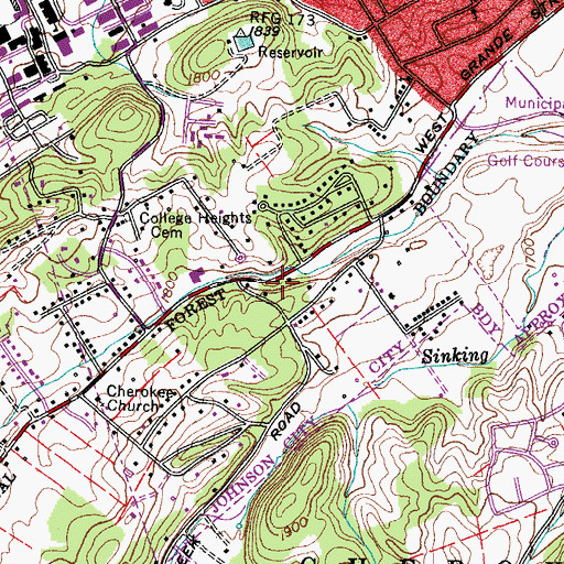 Topographic Map of Brown Cemetery, TN