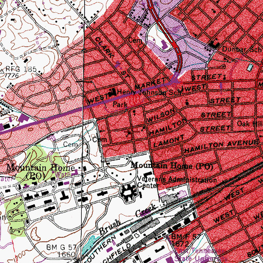 Topographic Map of Calvary Presbyterian Church, TN