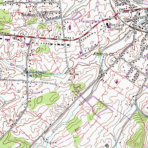 Topographic Map of Carr Cemetery, TN