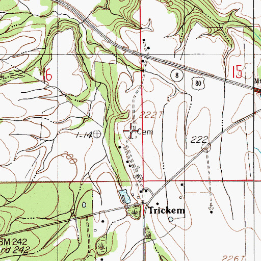 Topographic Map of Mount Gillard Cemetery, AL