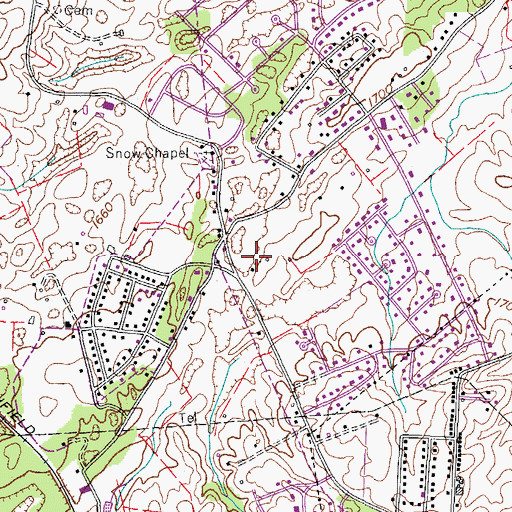 Topographic Map of Carr-Reeves Cemetery, TN