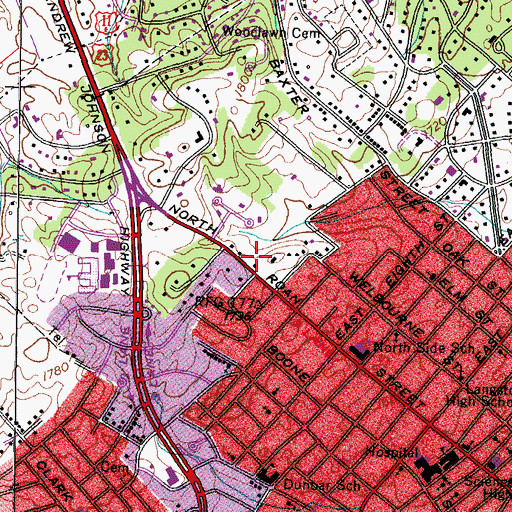 Topographic Map of Carruthers Cemetery, TN
