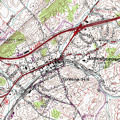 Topographic Map of Central Christian Church, TN