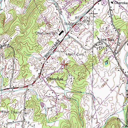 Topographic Map of Cherokee Cemetery, TN