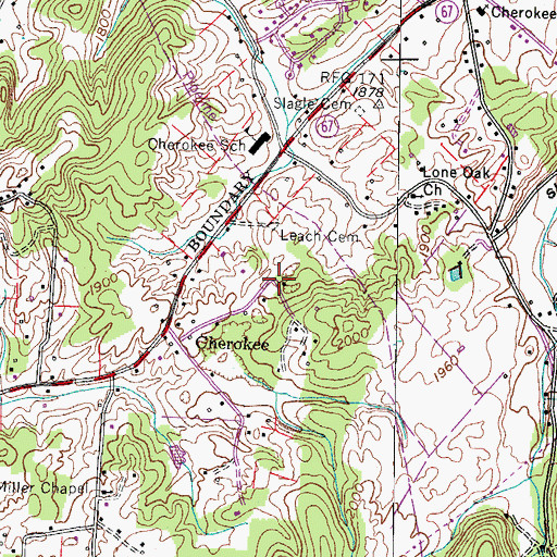 Topographic Map of Cherokee Community Independent Freewill Baptist Church, TN