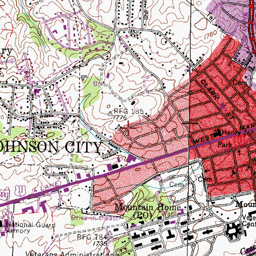 Topographic Map of Clark Cemetery, TN