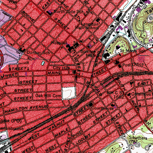 Topographic Map of First Presbyterian Church, TN