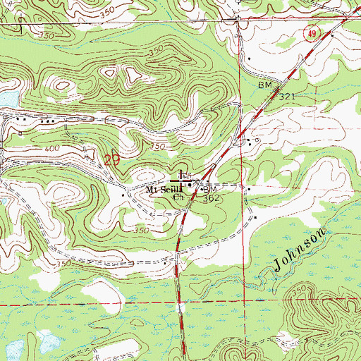 Topographic Map of Mount Scilla Church, AL
