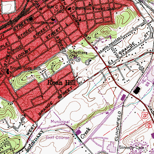 Topographic Map of Grandview Christian Church, TN