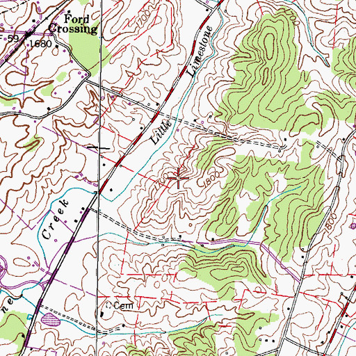 Topographic Map of Harris Cemetery, TN