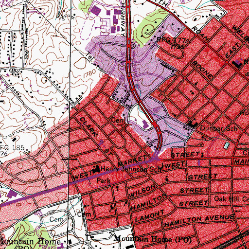 Topographic Map of Harrington Cemetery, TN