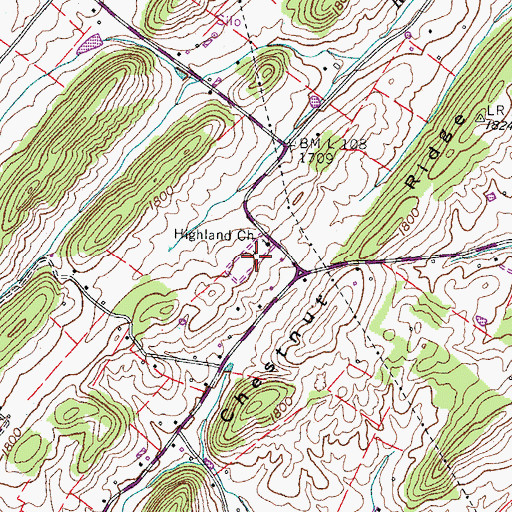 Topographic Map of Highland Cemetery, TN