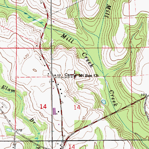 Topographic Map of Mount Zion Church, AL