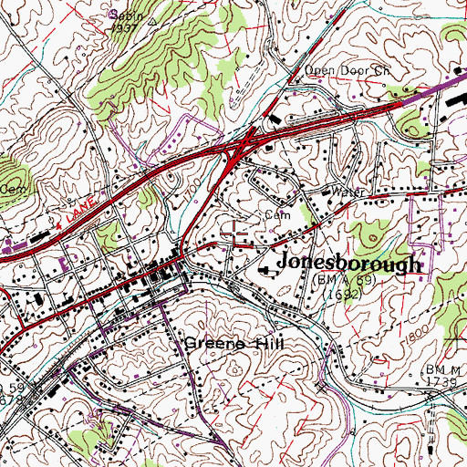 Topographic Map of Holston Baptist Female Institute (historical), TN