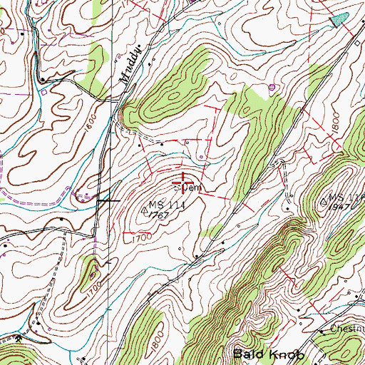 Topographic Map of Keefauver Cemetery, TN