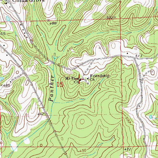 Topographic Map of Mount Zion Church, AL