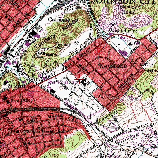 Topographic Map of Keystone Presbyterian Church, TN