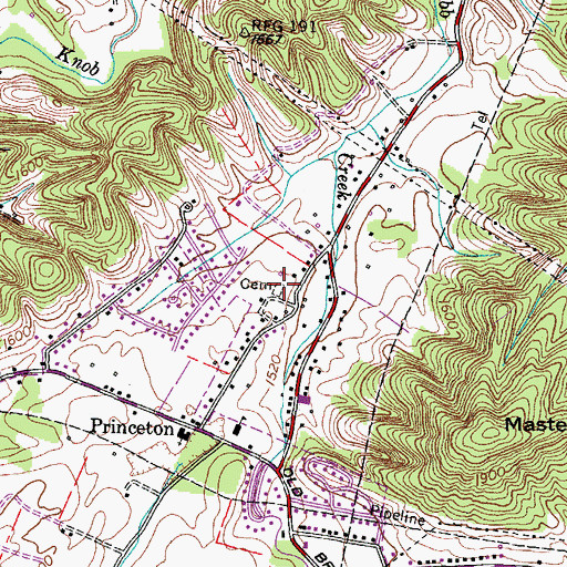 Topographic Map of Kinnick Cemetery, TN