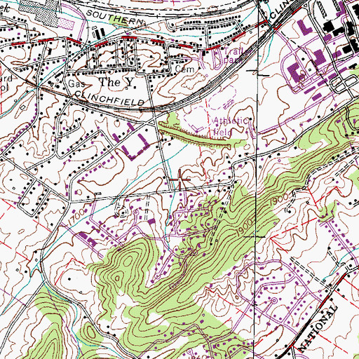 Topographic Map of Leach Cemetery, TN