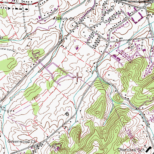 Topographic Map of Leonard Cemetery, TN