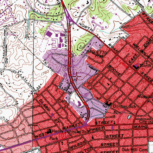 Topographic Map of Little Cemetery, TN