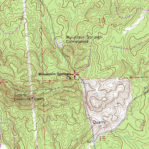 Topographic Map of Mountain Springs Church, AL