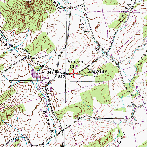 Topographic Map of Mayberry Cemetery, TN