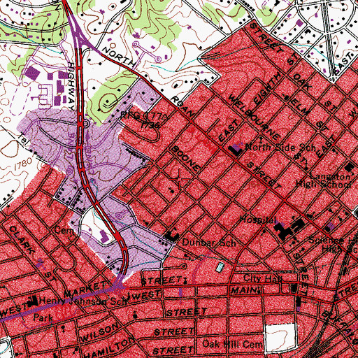 Topographic Map of Mount Olive Baptist Church, TN