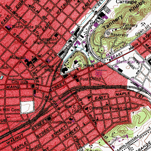 Topographic Map of Munsey Memorial United Methodist Church, TN