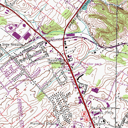 Topographic Map of Patton Chapel Cemetery, TN