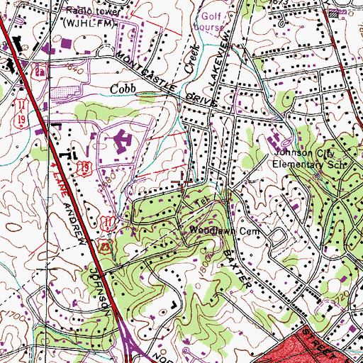Topographic Map of Phillips Cemetery, TN