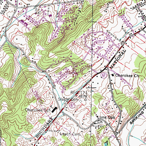 Topographic Map of Price Cemetery, TN