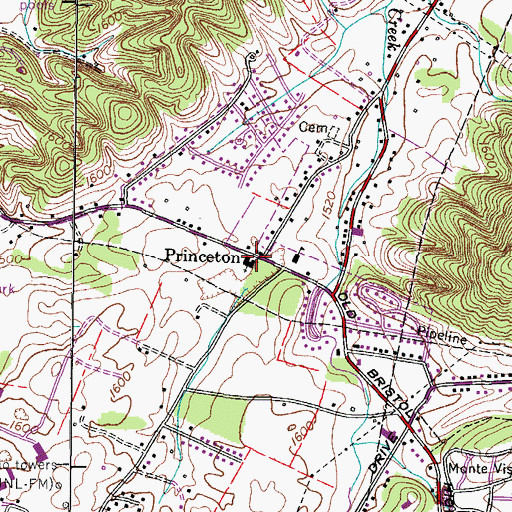 Topographic Map of Princeton Presbyterian Church, TN