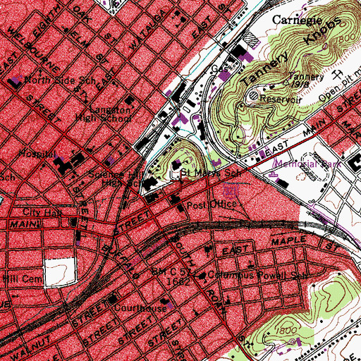 Topographic Map of Saint Marys Catholic Church, TN