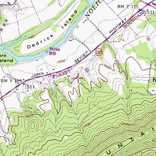 Topographic Map of Stuart Cemetery, TN