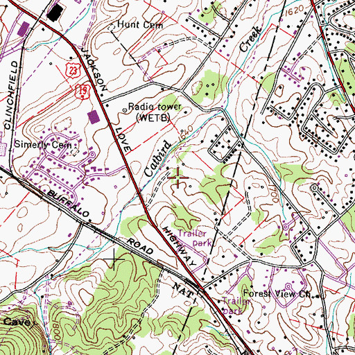 Topographic Map of Tipton Cemetery, TN