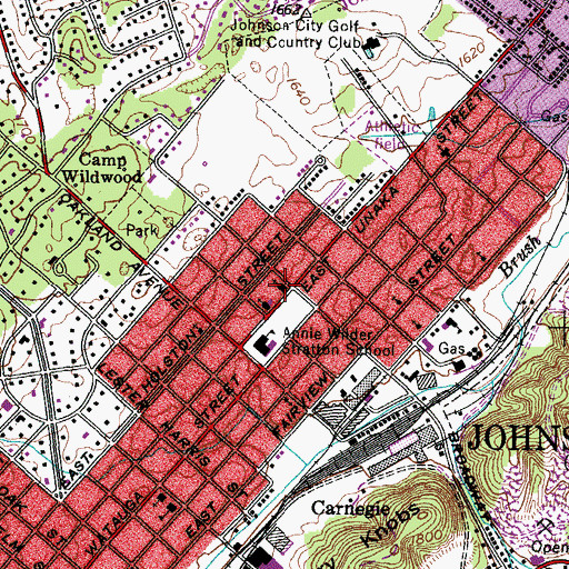 Topographic Map of Unaka Baptist Church, TN