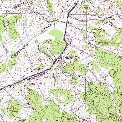 Topographic Map of Union Cemetery, TN