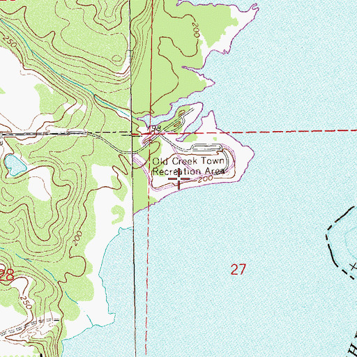 Topographic Map of Old Creek Town Recreation Area, AL