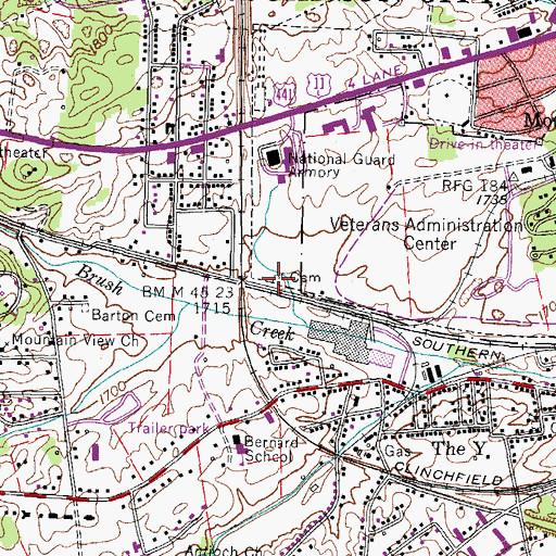 Topographic Map of Young Cemetery, TN