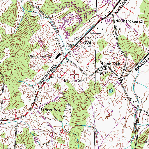 Topographic Map of Young-Lyle-Strickland Cemetery, TN