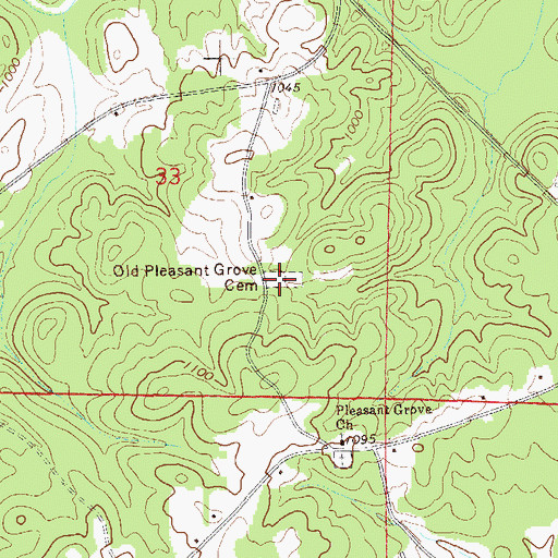 Topographic Map of Old Pleasant Grove Cemetery, AL