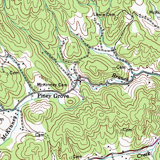 Topographic Map of Piney Grove School (historical), TN