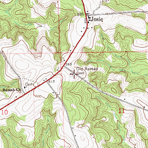 Topographic Map of Old Ramah Cemetery, AL