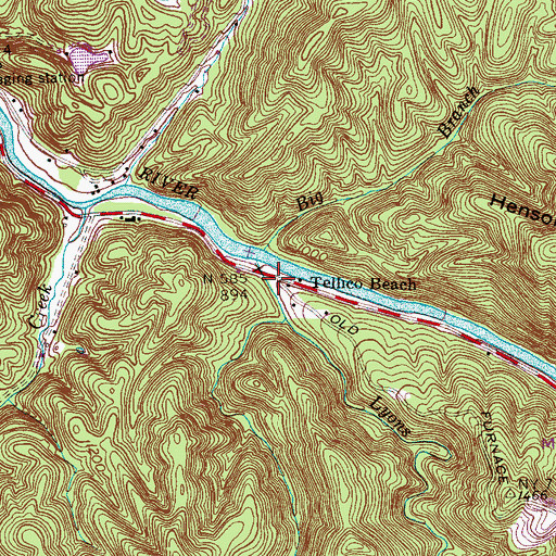 Topographic Map of Tellico Beach, TN